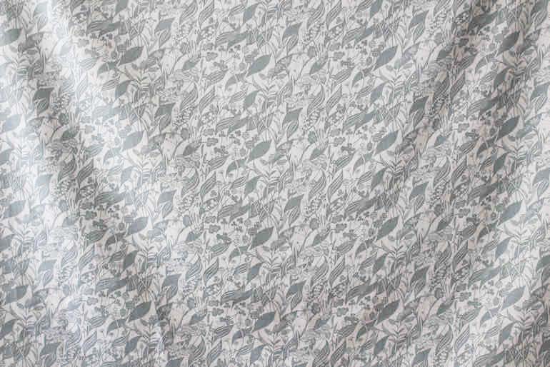 LINNETリネンプリント <br />
			おとなり草　フラックス×グリーン